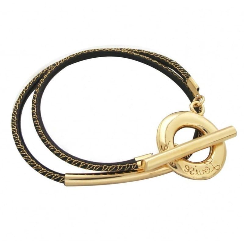 Bracelet femme, cordon noir, plaqué or, Zoé Bijoux - Contrastes - Zoé Bijoux