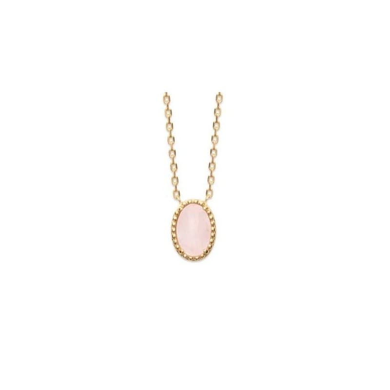 Collier femme, pendentif Quartz rose & plaqué or - Bornéo - Lyn&Or Bijoux