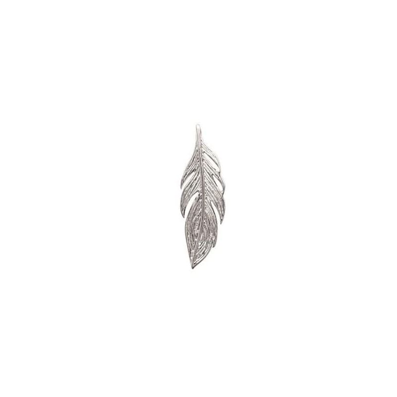 Pendentif femme en argent rhodié, Plume argentée 25 mm - Lyn&Or Bijoux