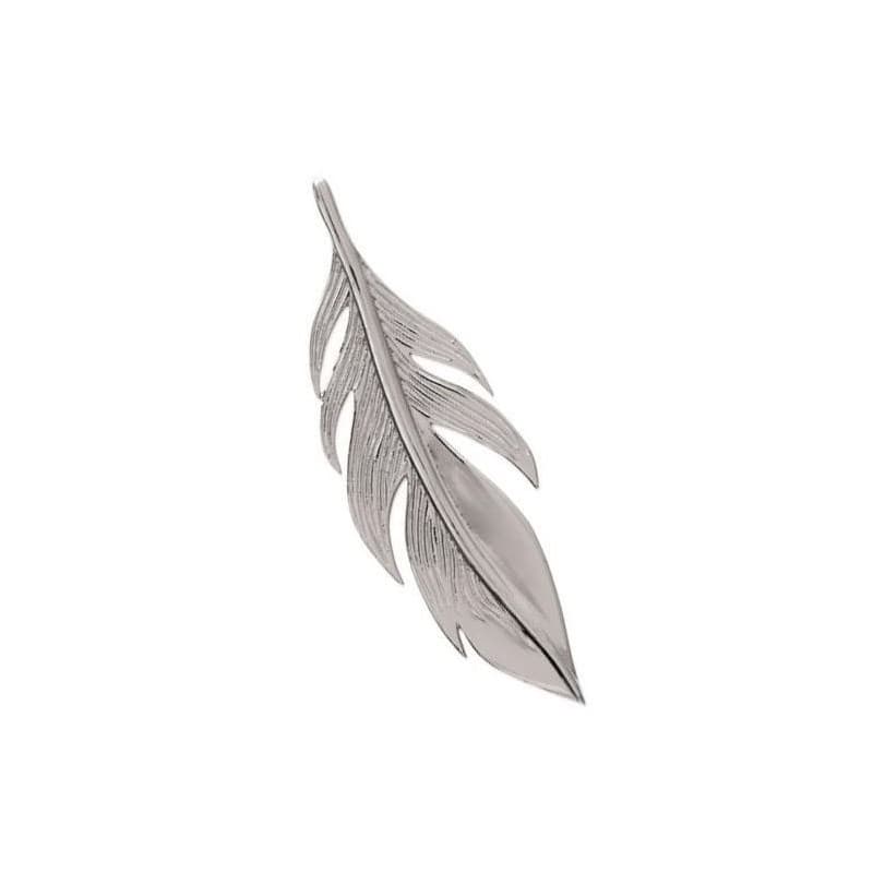 Pendentif femme et homme, argent rhodié, Plume 45 mm - Lyn&Or Bijoux