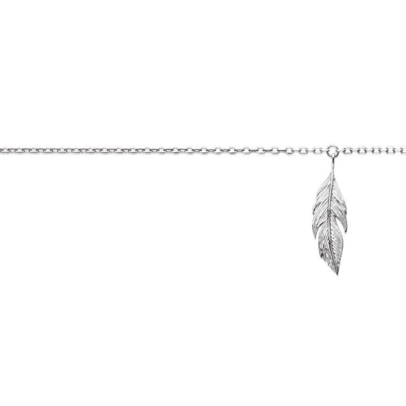Chaîne de cheville pour femme en argent rhodié - Plume - Lyn&Or Bijoux