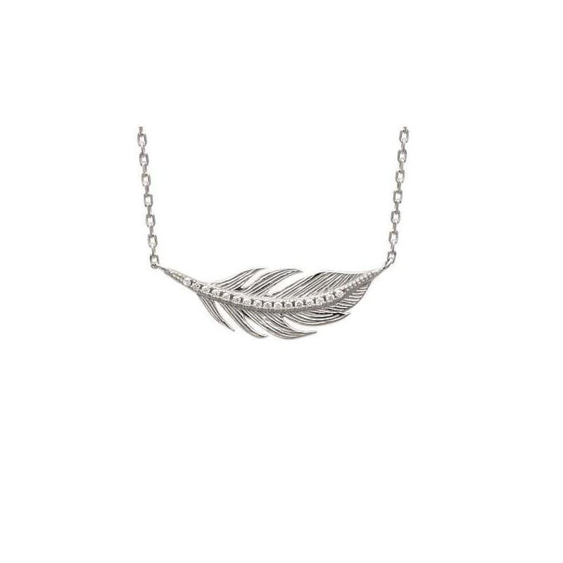 Collier femme, Plume en argent rhodié et zircon - Sara - Lyn&Or Bijoux