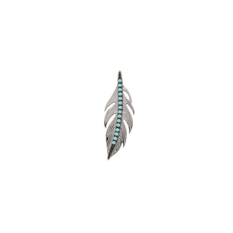 Pendentif femme argent, Plumes et pierre turquoise - Fanny - Lyn&Or Bijoux