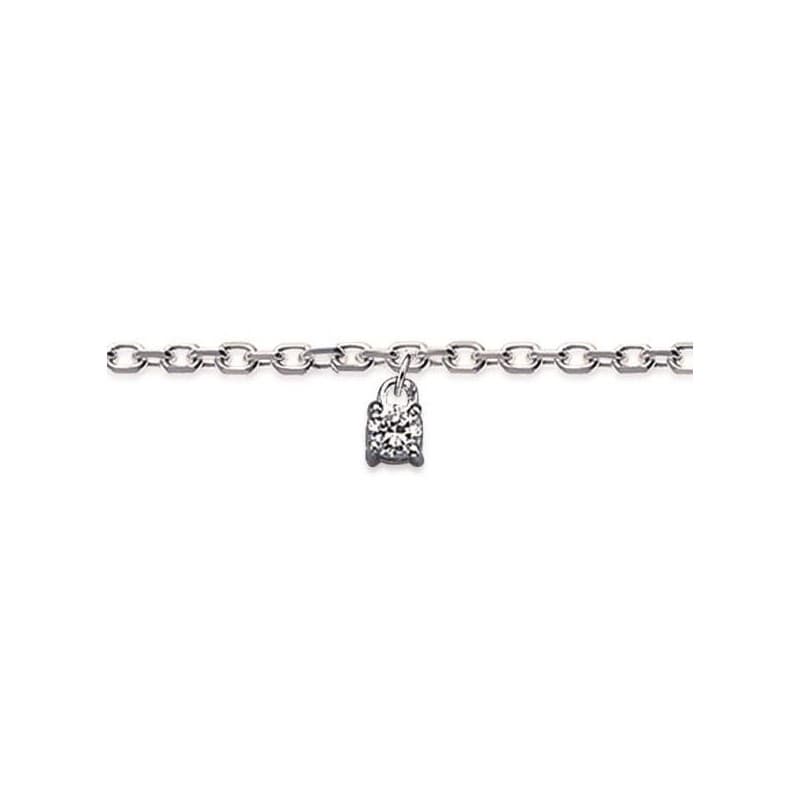 Chaîne de cheville pour femme, argent rhodié et zircon - Tamara - Lyn&Or Bijoux
