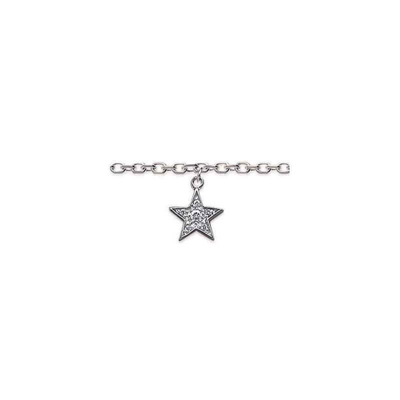 Chaîne de cheville femme, argent rhodié, Etoile de zircon - Lyn&Or Bijoux