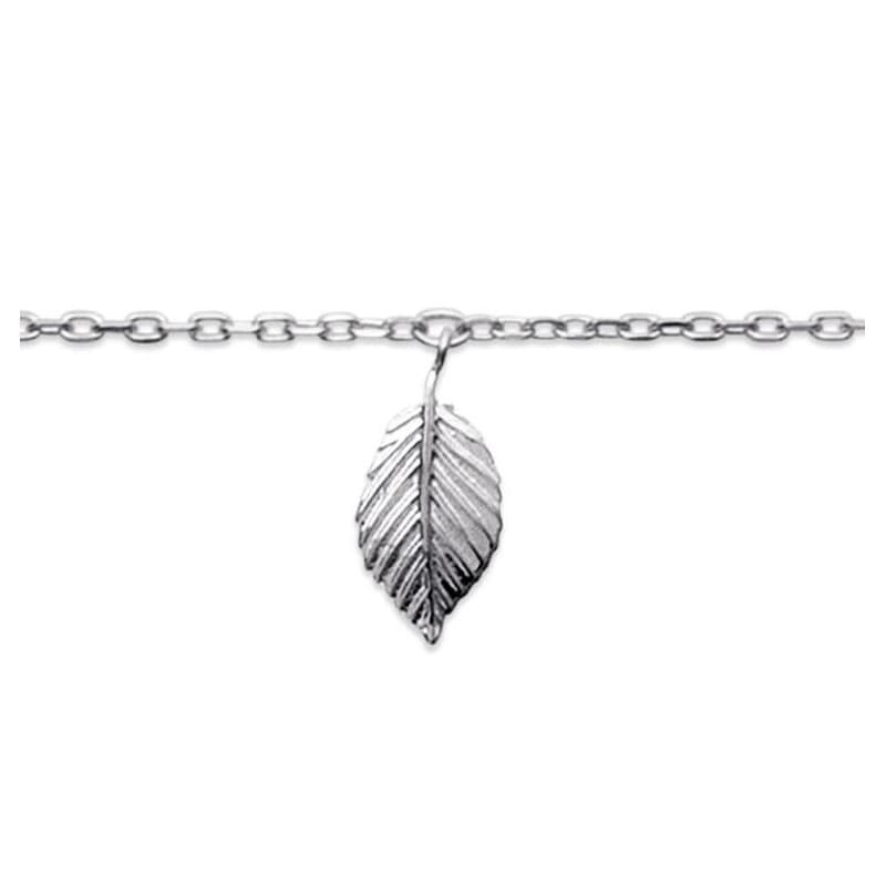 Chaîne de cheville pour femme, Plume en argent rhodié - Lyn&Or Bijoux