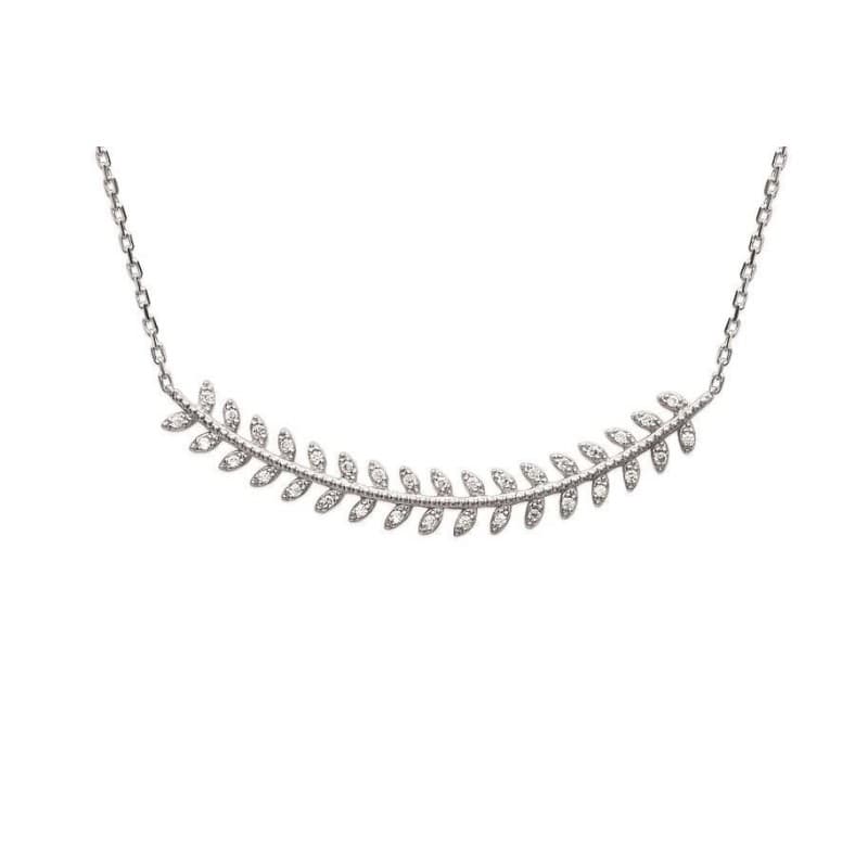 Collier femme en argent rhodié, feuillage et zircon - Yeva - Lyn&Or Bijoux
