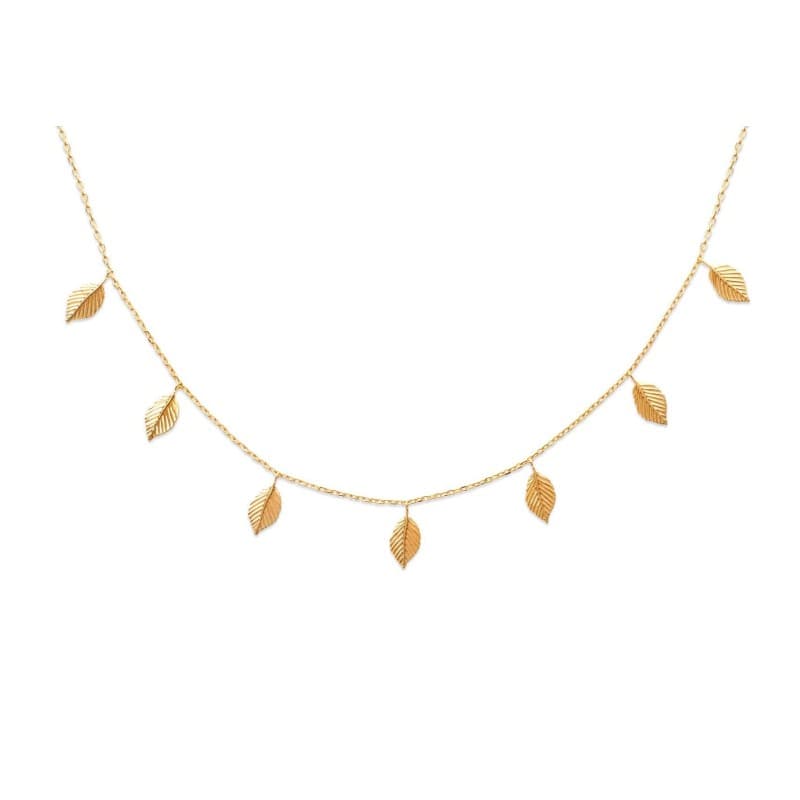 Collier à breloques pour femme en plaqué or - Feuille - Lyn&Or Bijoux