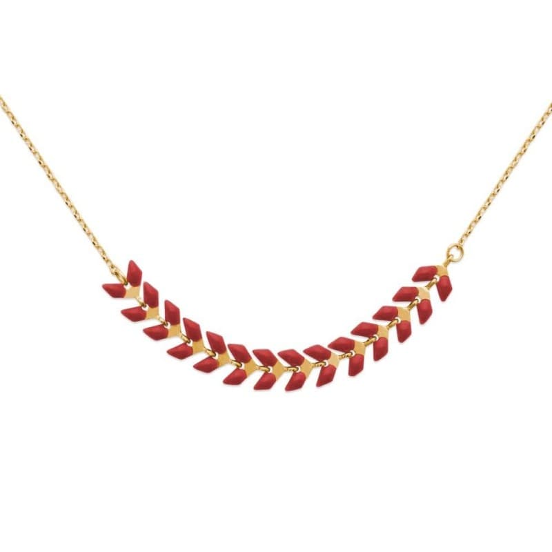 Collier ras-de-cou en plaqué or et émail rouge - Lucinda - Lyn&Or Bijoux