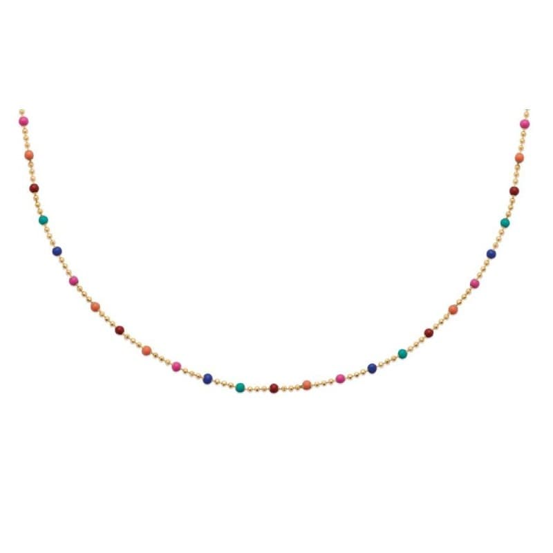 Collier femme en plaqué or et perles multicolores - Pep's - Lyn&Or Bijoux