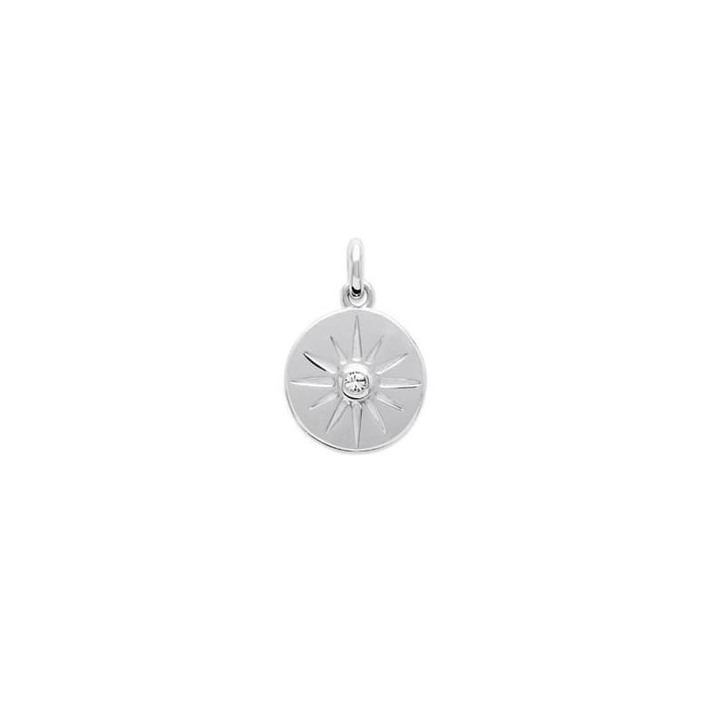 Pendentif femme en argent rhodié, Soleil rehaussé de zircon - Lyn&Or Bijoux
