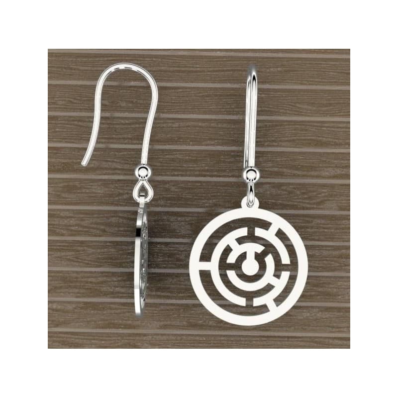 Boucles d'oreilles femme, labyrinthe en argent, par CabaneTchanque - CabanetChanque