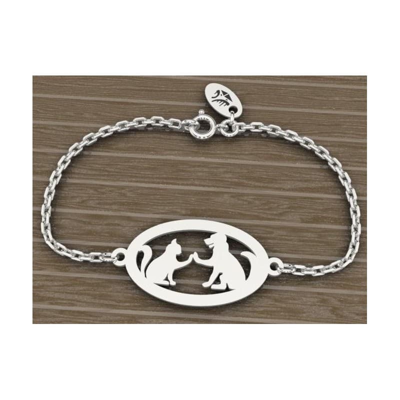 Bracelet femme en argent, Chat & Chien, par CabaneTchanque - CabanetChanque