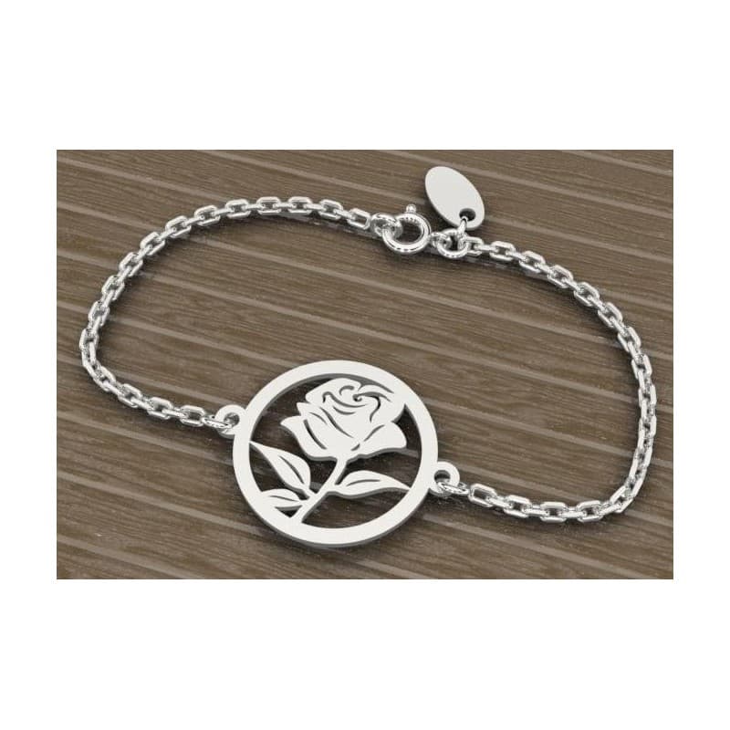 Bracelet créateur pour femme en argent rhodié - Rosier - CabanetChanque