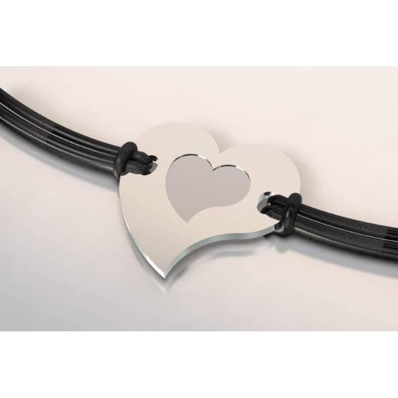 Bracelet coeur en argent et acier par CabaneTchanque, 11 coloris - CabanetChanque