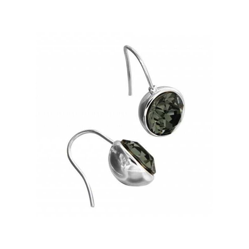 Boucles d'oreilles femme en argent & Swarovski noir, Créateur Zoé Bijoux - Zoé Bijoux