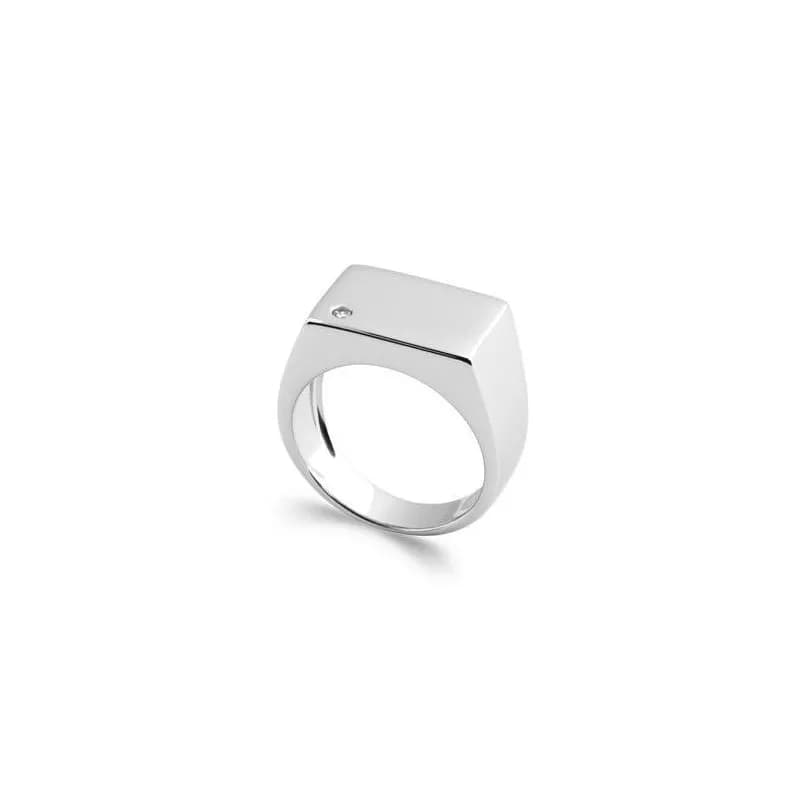 Chevalière homme argent massif et zircon - Voyages - Lyn&Or Bijoux