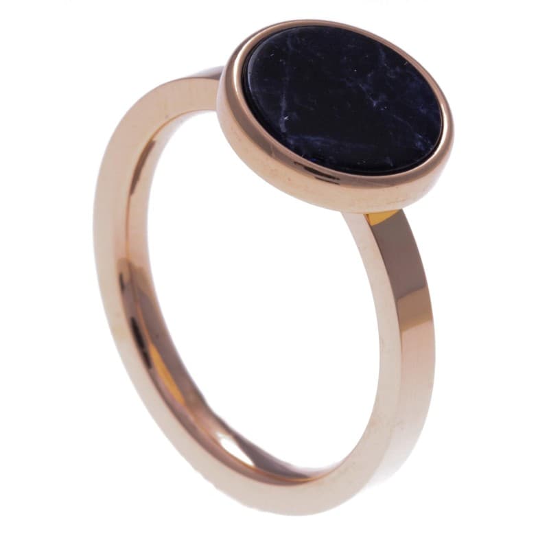 Bague pour femme avec Sodalite bleue et Acier rose - Bijoux Yola