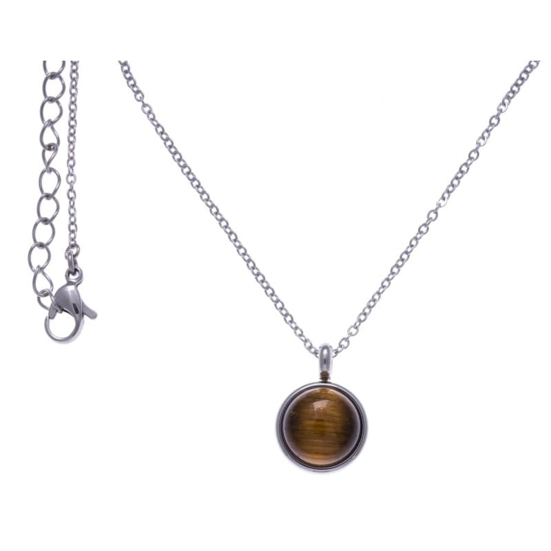 Collier femme en pierre naturelle: Acier & Oeil du Tigre - Bijoux Yola