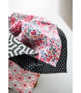 Mouchoirs réutilisables zéro déchet - Coquelicots & Papillons Noir