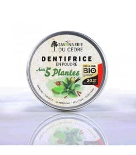Dentifrice bio en poudre aux 5 plantes 35g - Savonnerie du Cèdre