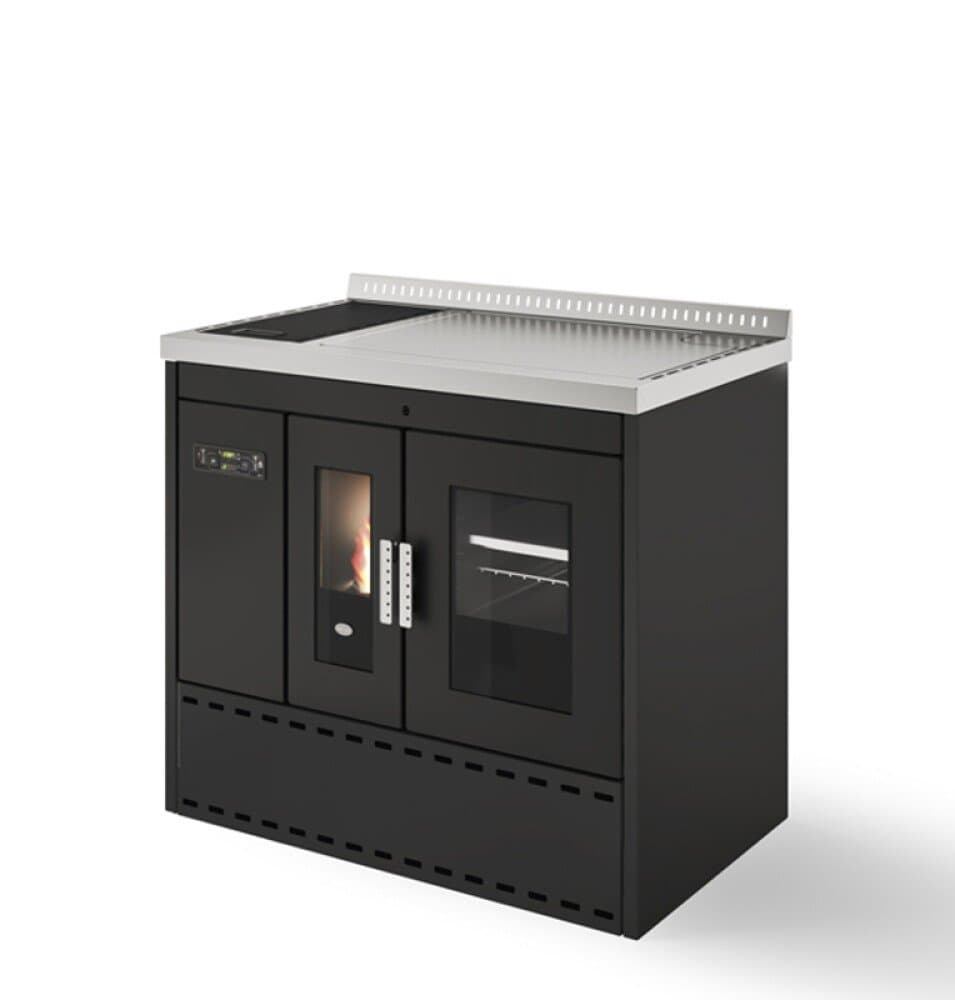 Eva Calòr ISOTTA Thermocuiseur à pellets avec four 18,5 kw - 390 m³ chauffable - noir