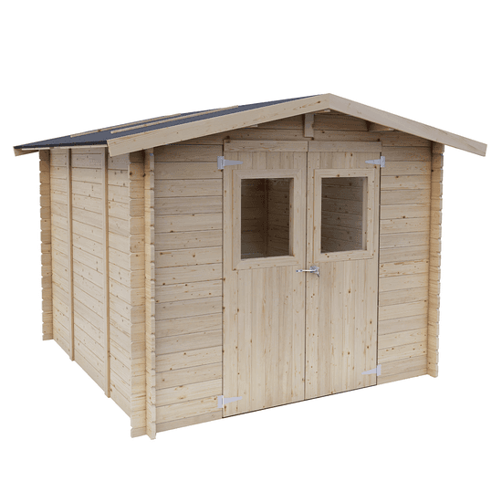 Alce Forrest 249×249 – Caseta de jardín de madera – Con ventanas y puerta de doble hoja – 249 x 249 x 204 cm