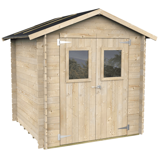 Alce Hobby 198×198 – Caseta de jardín de madera – Con ventanas y puerta de doble hoja – 198x198x215 cm