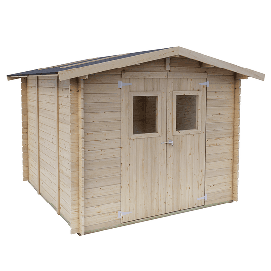 Alce Iris 249 x 249 cm – Caseta de jardín de madera – Con ventanas y puerta de doble hoja – 249 x 249 x 207 cm