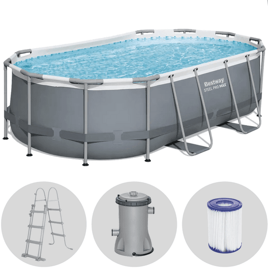 Bestway Power Steel 56620 – 427 x 250 x 100 cm – Piscina ovalada