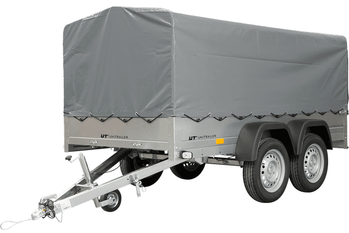 REMOLQUE DE DOBLE EJE UNITRAILER 264/2 KIPP CON RUEDA JOCKEY, ARCO Y LONA GRIS