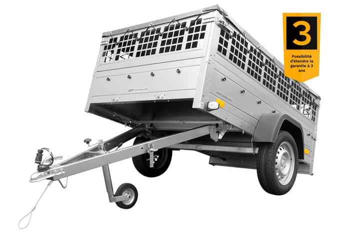 REMOLQUE DE COCHE UTILITARIO 200X125 CON LONA PLANA, LATERALES DE REJILLA Y RUEDA JOCKEY – GARDEN TRAILER 201 KIPP