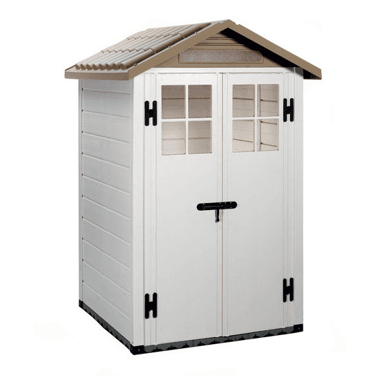 Garofalo Tuscany Evo 120 – Caseta de jardín – Con ventanas y puerta de doble hoja – 122,5 x 122,5 x 214 cm