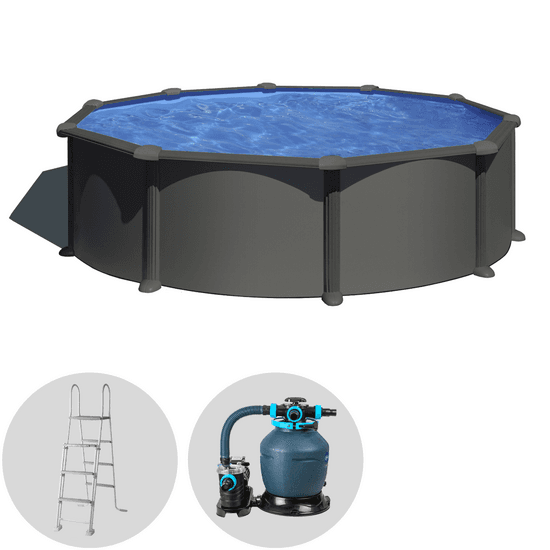 Gre Anthracite redonda Ø350 x 132 cm – Piscina elevada de acero