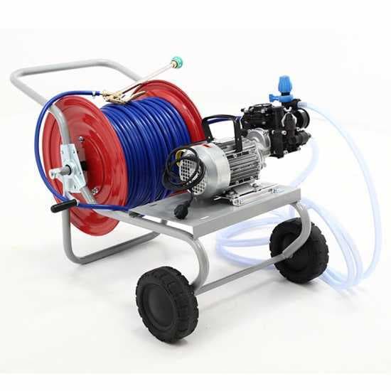 Grupo motobomba de pulverización eléctrica Comet MC 25 motor eléctrico y carro