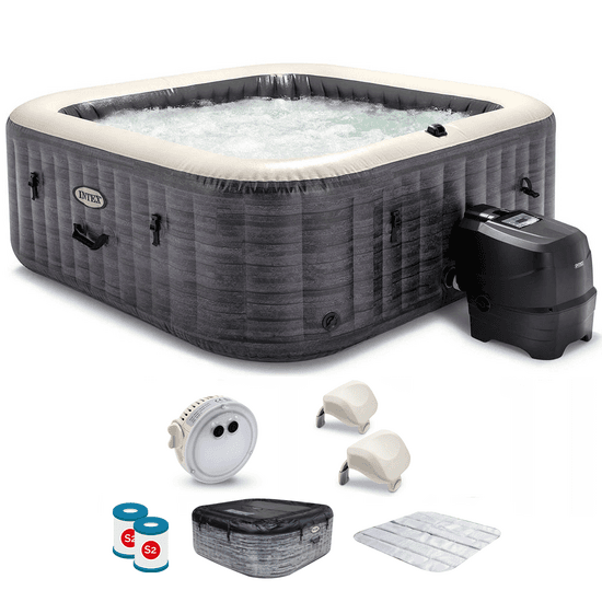Intex cuadrado Greystone Deluxe 28452NP – Ø196×71 cm – Piscina de hidromasaje spa