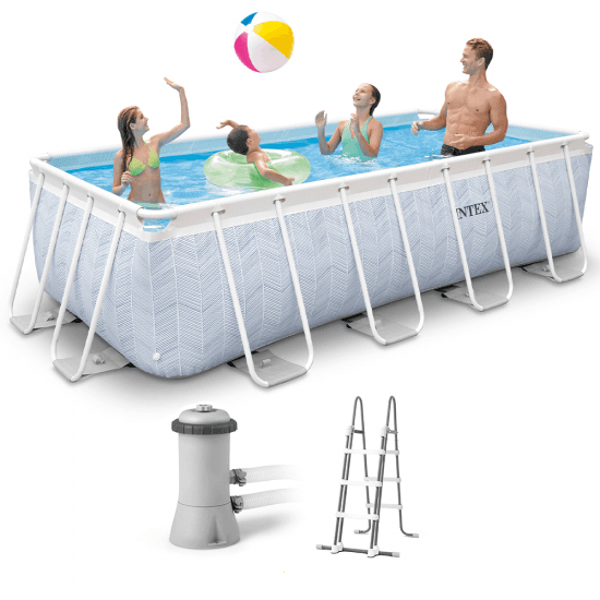 Intex Prisma Frame Chevron 26780NP – 400x200x100 cm – Piscina elevada + Depuradora de cartucho y escalera