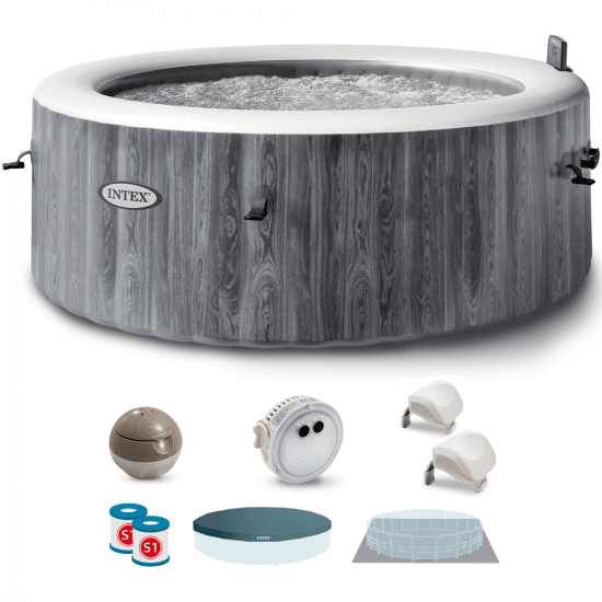 Intex Redonda Greywood Deluxe 28442EX – Ø216×71 cm – Piscina de hidromasaje spa