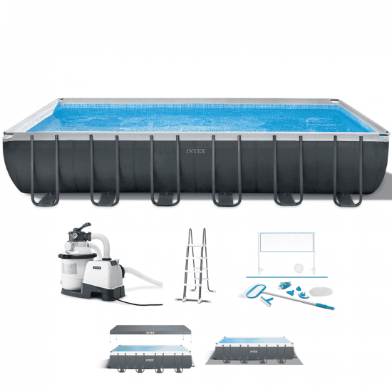Intex Ultra XTR Frame 26368NP – 732x366x132 cm – Piscina elevada + Kit de Limpieza y Voleibol