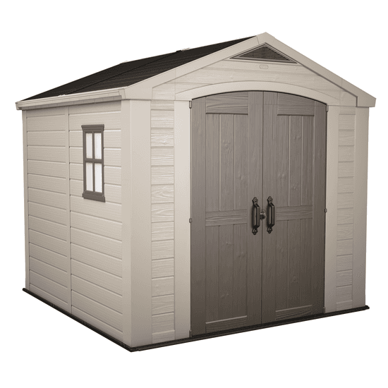 Keter Factor beige – Caseta de jardín – Con ventana lateral – 256.5x255x243 cm