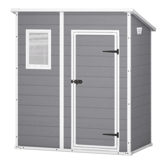 Keter Manor Pent gris – Caseta de jardín – Con ventana frontal – 183.5x111x200.5 cm
