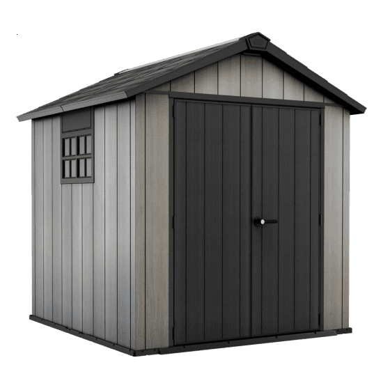 Keter Oakland 757 – Caseta de jardín – Con puerta de doble hoja y ventana -229×223.5×242 cm