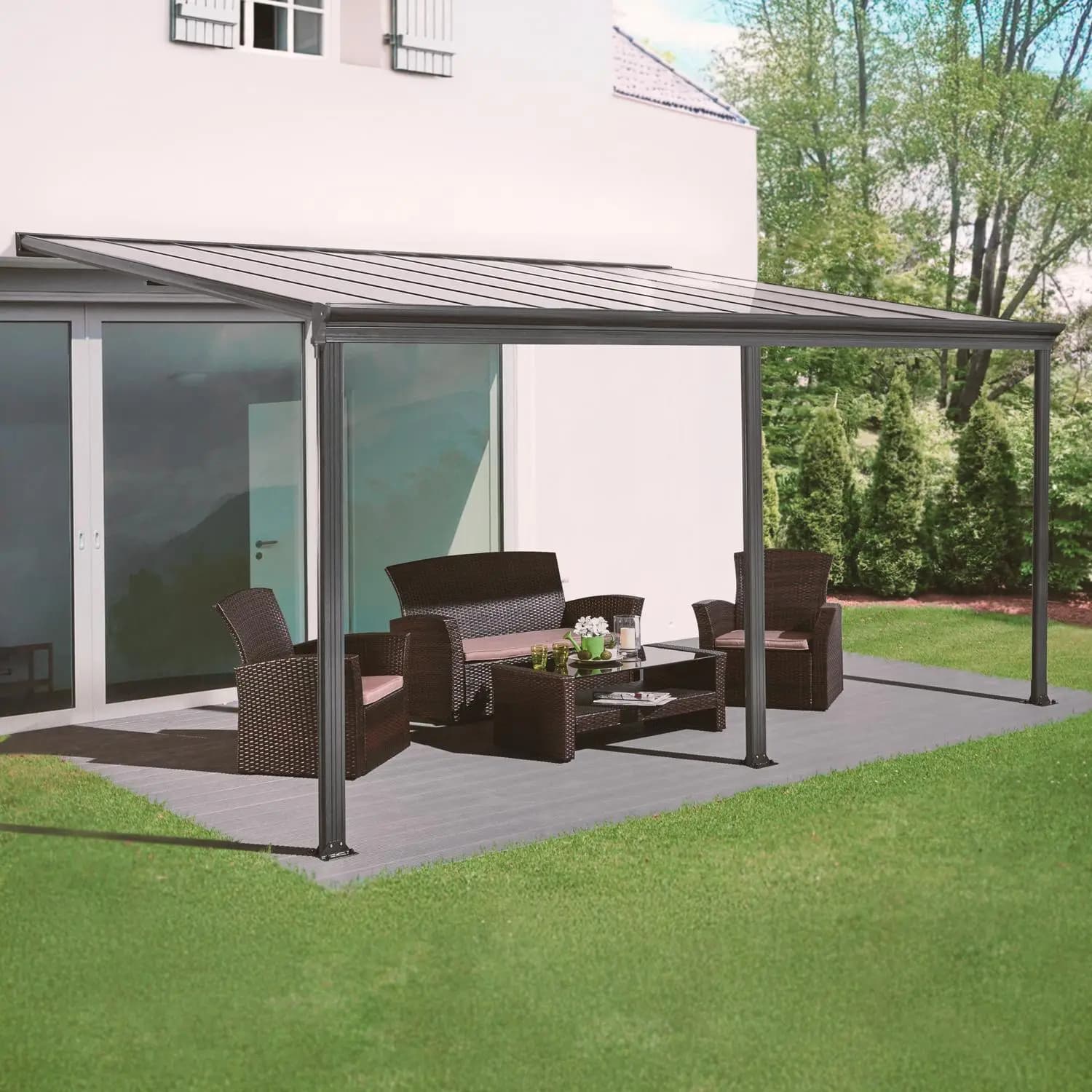 Aluminium-Pergola 3Ă5 m mit Regenrinne