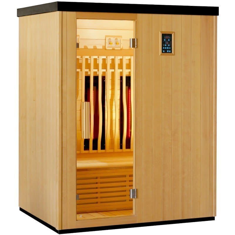 Infrarotsauna mit Carbon- und Vollspektralstrahlern Vertical Black 2450 W, 3 SitzplĂ€tze â SNĂ
