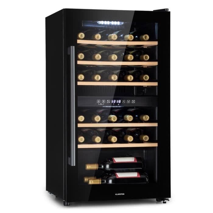 Cave à vin - Klarstein Barossa 29 Duo - 29 bouteilles - 80 L - 2 zones - 5 à 22 °C - LED - Noir