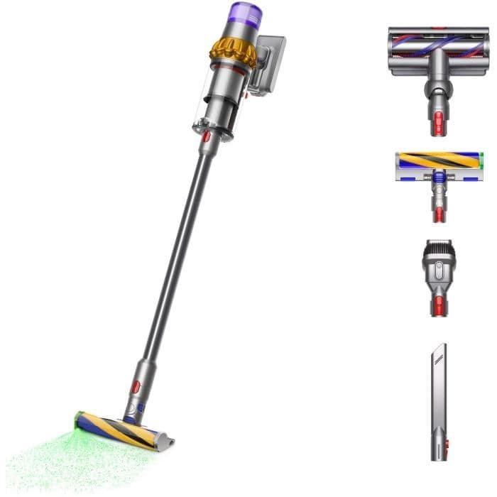 DYSON V15 Detect Absolute - Aspirateur Balai - Puissance 240 AW - Autonomie jusqu'à 60 min - Brosse avec lumière intégrée