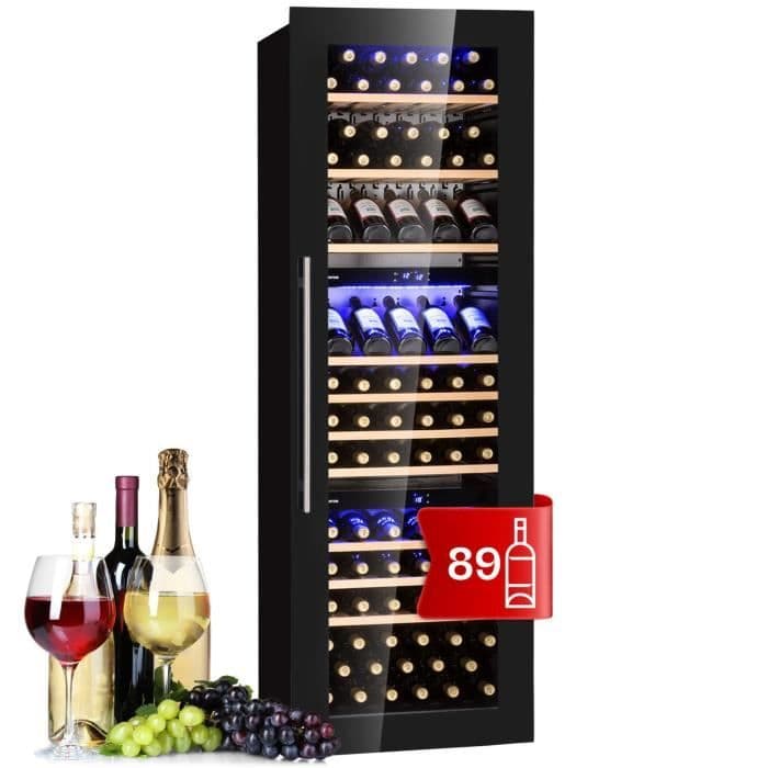 Klarstein Vinsider 89 Built-In Trio Cave à vin encastrable 5-18°C panneau de commande tactile clayettes en bois
