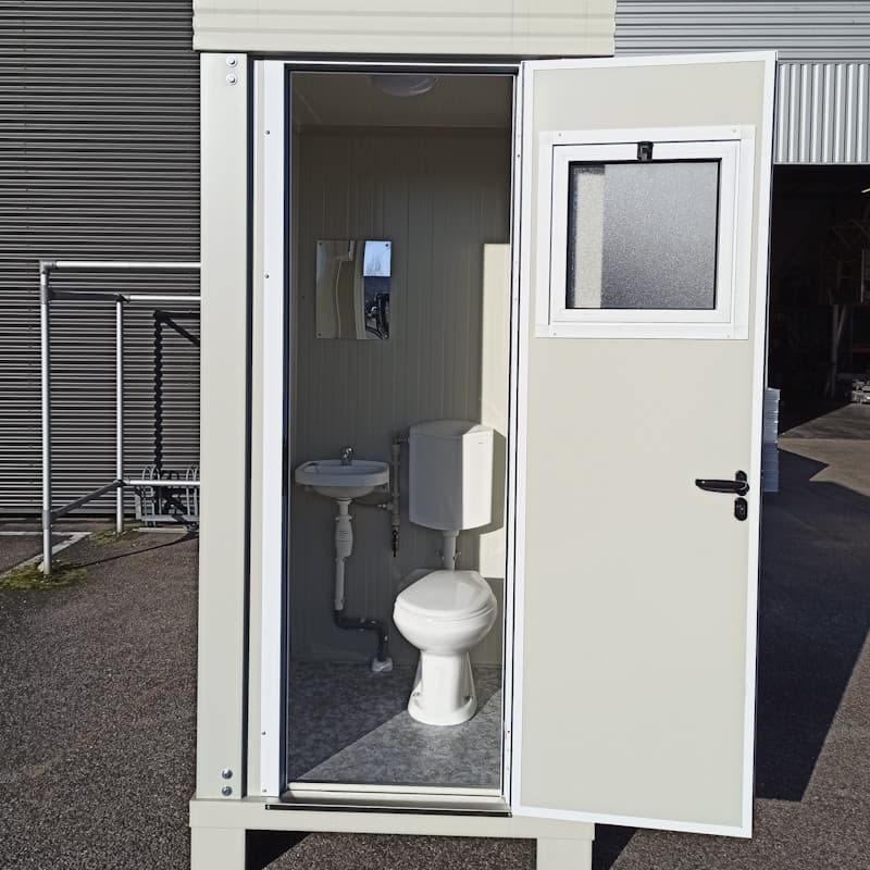 Bloc sanitaire compact S1 neuf – WC et lave-mains, 118 x 118 cm