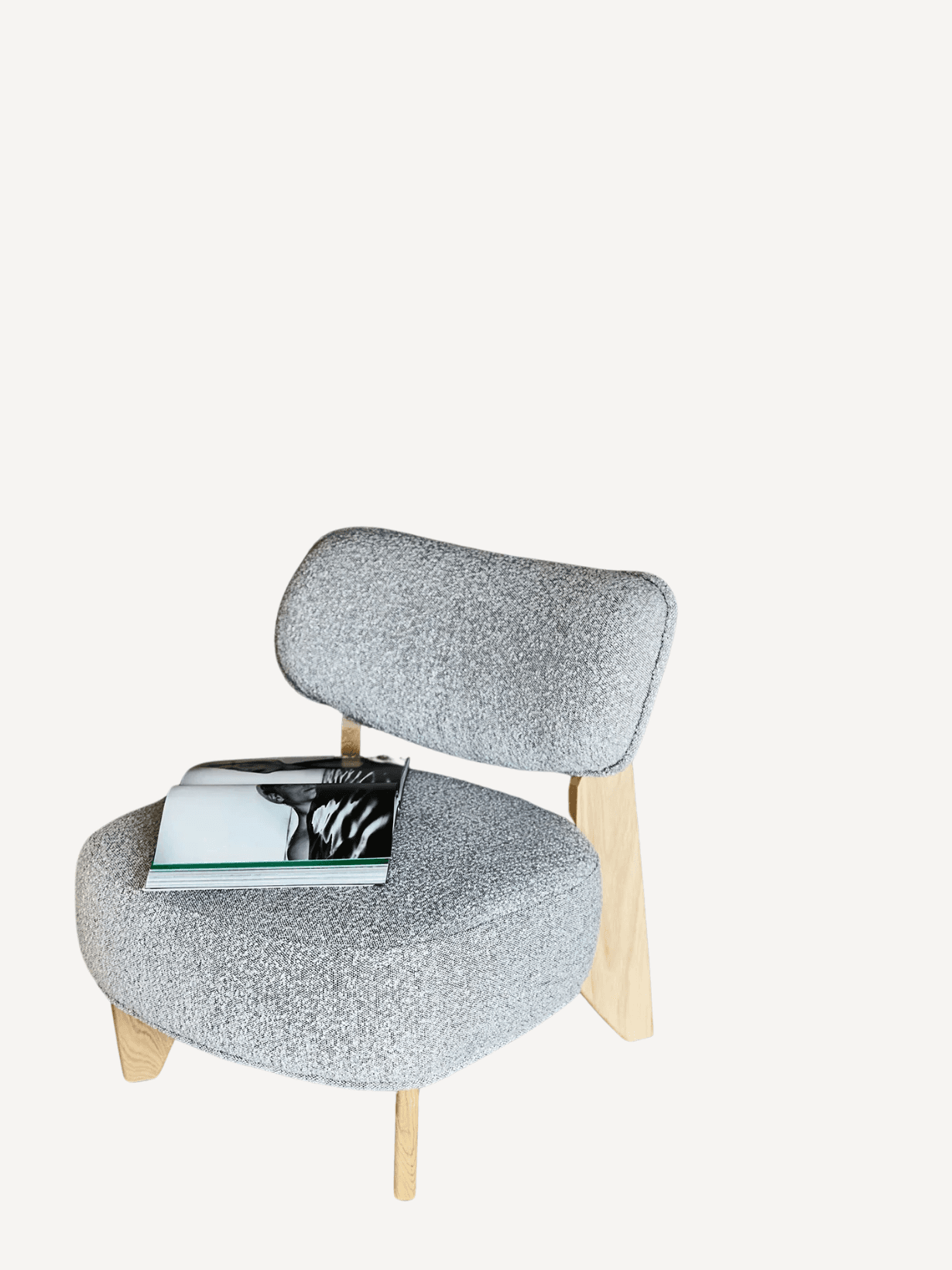 Fauteuil en Bois de Chêne recouvert de tissu bouclette, Nicolo Chêne clair - Panac