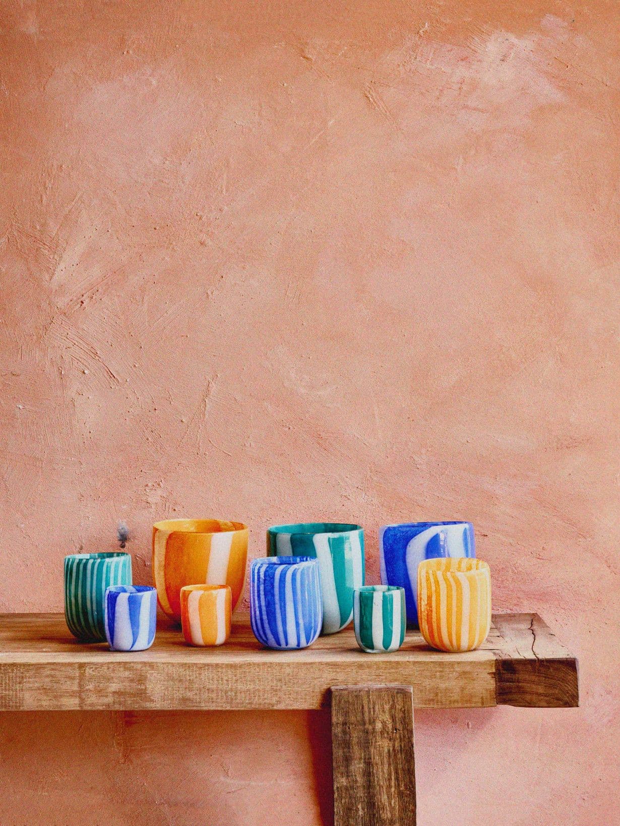 Lot de 2 Photophore en verre, Cannes Bleu - POMAX